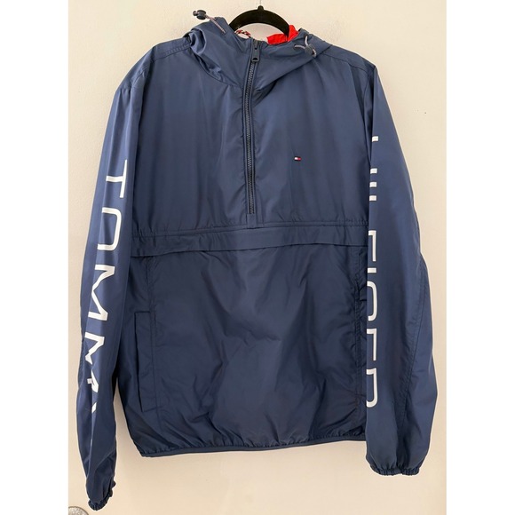 Tommy Hilfiger Other - Tommy Hilfiger Men's Navy Blue Anorak Logo Sleeve Half Zip Jacket Size M